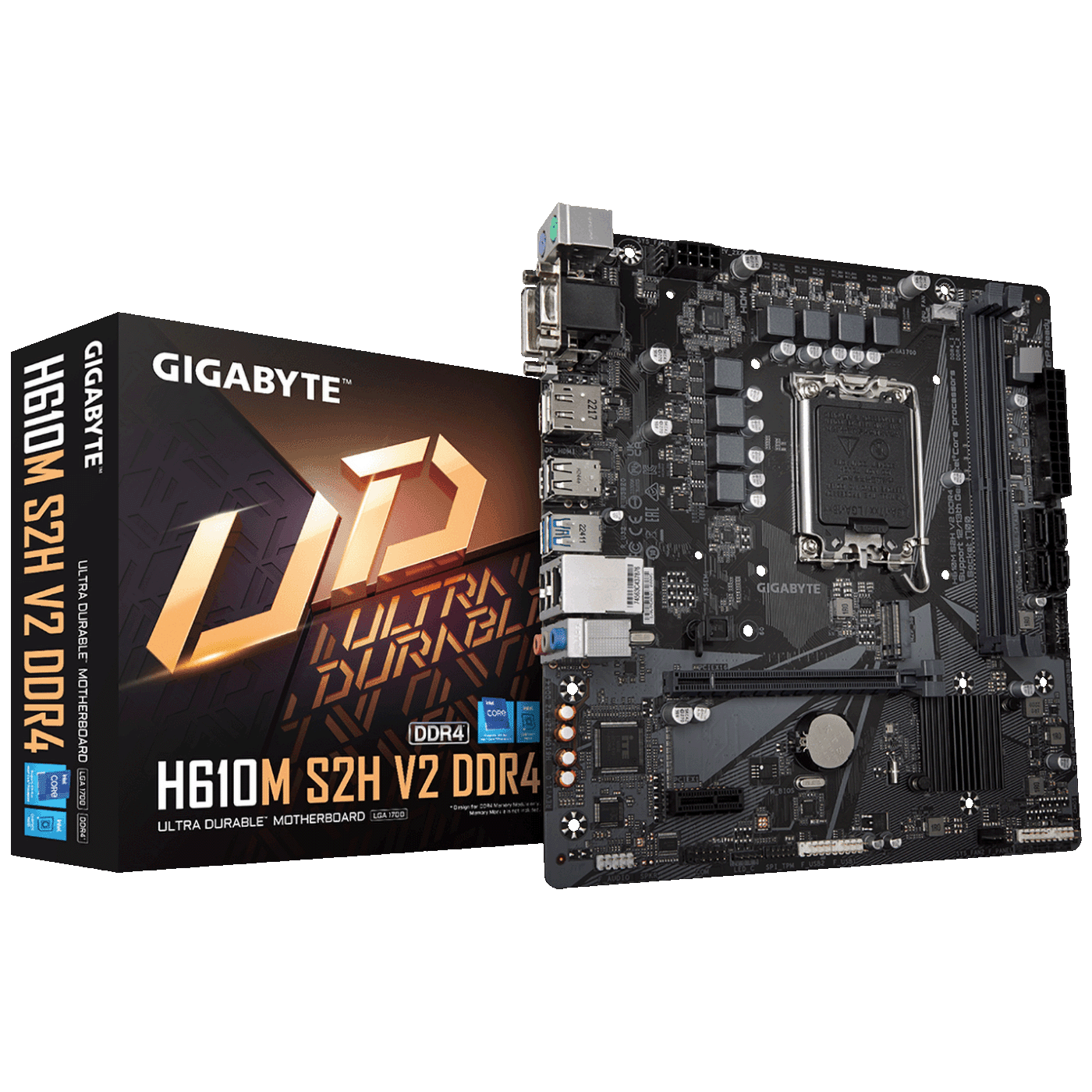 Gigabyte Matična ploča za PC, LGA1700, Intel H610, DDR4, microATX - H610M S2H V2 DDR4