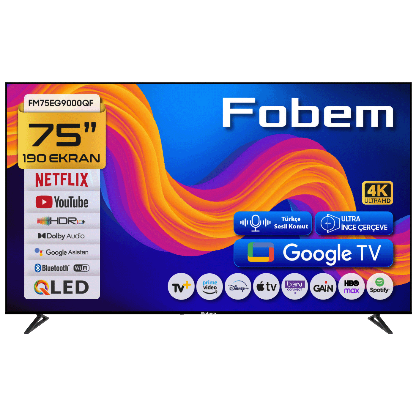 Fobem Televizor Smart QLED 1000Hz 4K UltraHD 75", Google TV - FM75EG9000QF